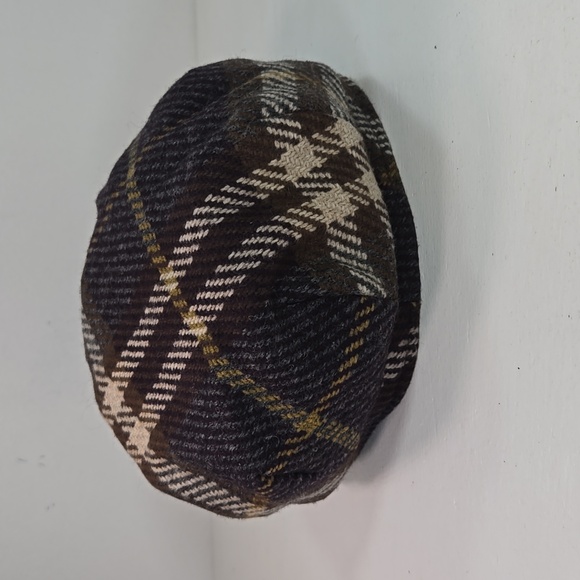 Plaid Newsboy Cap - Brown and Cream - Picture 5 of 11